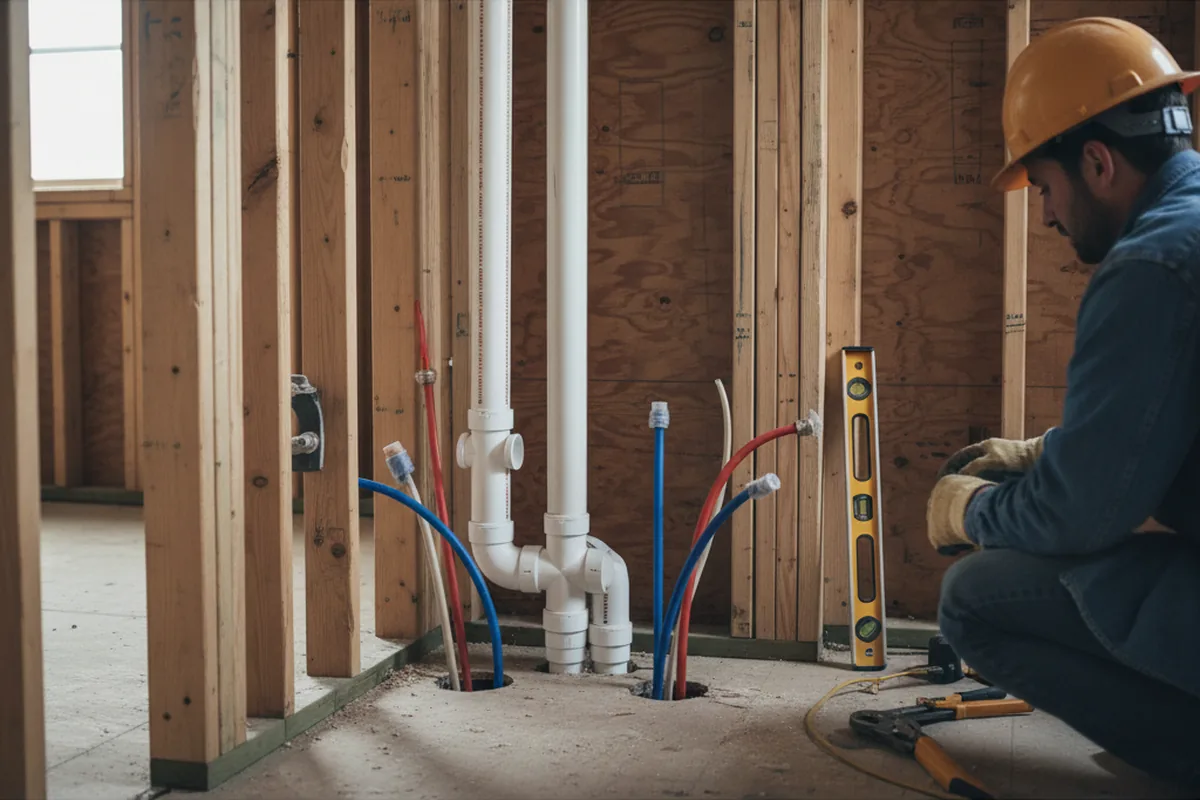 Drain and supply rough-in during Drain Cleaning in Oakes